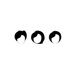 women head hairstyle vector logo black silhouette isolated on white background. illustration.