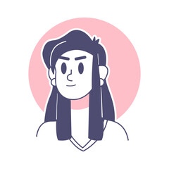 Isolated brunette woman draw vector illustration