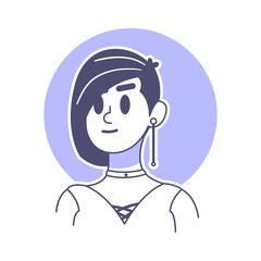 Isolated short hair woman draw vector illustration