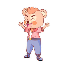 Isolated bear head body human draw animated vector