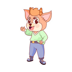 Isolated deer head body human draw animated vector