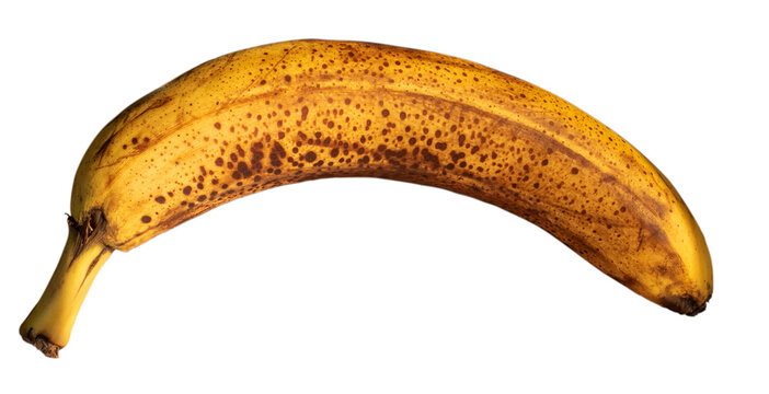 Overripe banana. Isolated. Banana spoiled from long-term storage. Topic: storage of perishable products, shelf life, of violations in shelf life of products