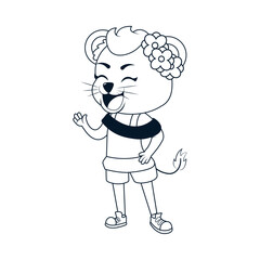 Isolated bear head body human draw animated vector