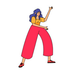 Isolated happy woman dancing Hobby Vector