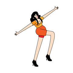 Isolated happy woman dancing Hobby Vector