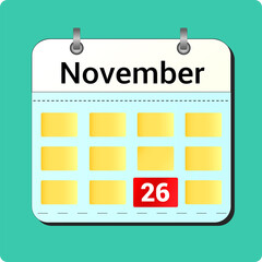 calendar vector drawing, date November 1 on the page