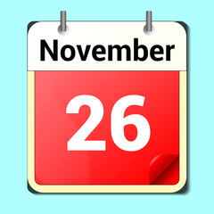 day on the calendar, vector image format, November 1