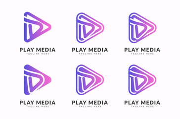 Letter D play media creative gradient logo