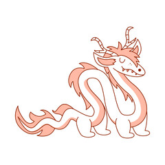 Isolated dragon draw baby vector illustration