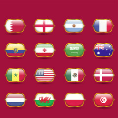 Set of country flag on world football championship - obrazy, fototapety, plakaty