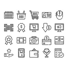 Cyber Monday Icon Pack With Outine Style. Use 64 x 64 px