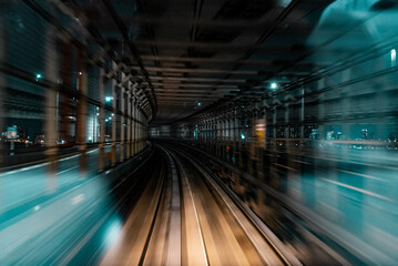 Fototapeta na wymiar Tokyo Subway at speed