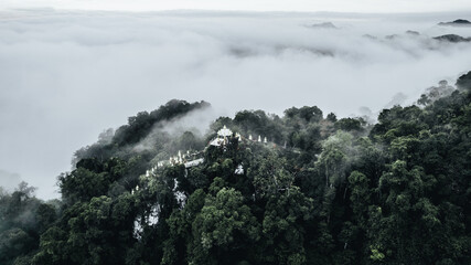 View of Nakhon Si Thamarat Sky pagodas temple in South Thailand