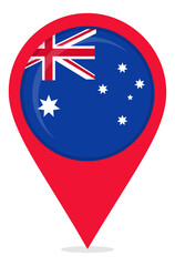 Map pin icons of Australia's national flags
