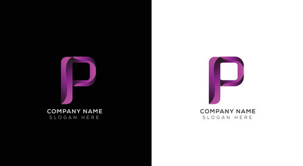 Gradient minimal letter p logo design