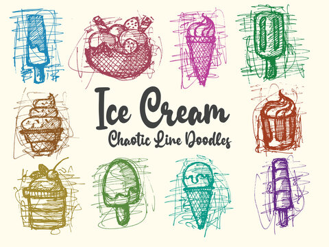 Ice cream hand drawing doodles