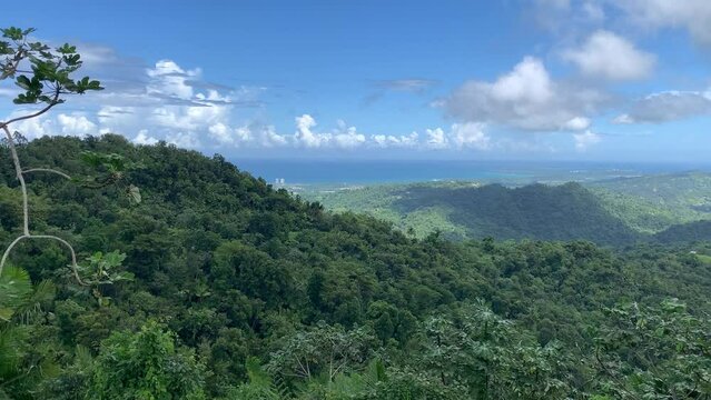 View overlooking El Yunque Rainforest on the island of Puerto Rico, the only tropical rain forest in the United States National Forest System.