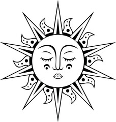 Sun with face in a Meso-American style.