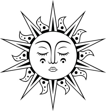 Sun with face in a Meso-American style.