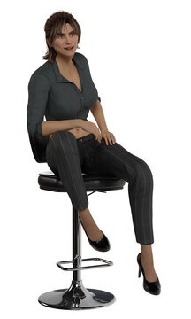 businesswoman sitting at the bar on transparent backgroun woman 3d illustration 