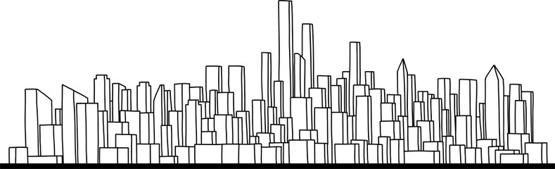 modern cityscape skyline outline doodle drawing