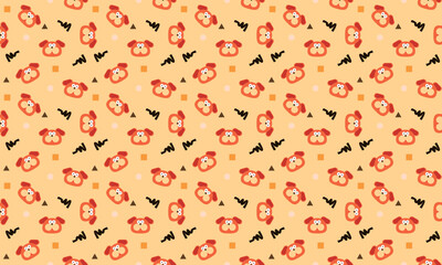 Seamless cute dog head flat pattern with geometric