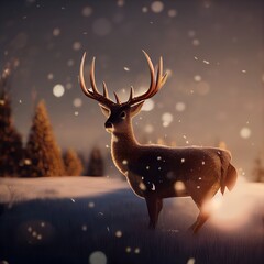 christmas and happy new year, december, santa claus, reindeer and snow