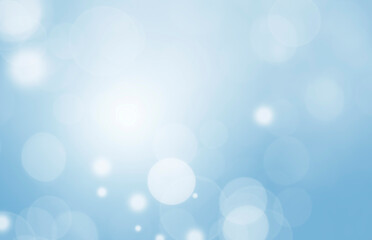 Abstract White Light Magical Bokeh Light. Festive Celabration Blue Background. Blurred  Shiny Bokeh Background. 