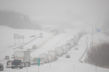 Winter storm causes traffic jam on interstate - As a powerful winter storm swept across the...