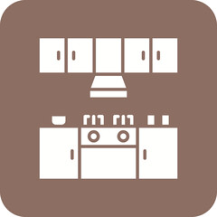 Kitchen Multicolor Round Corner Glyph Inverted Icon