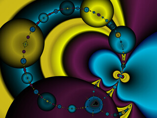 Blue purple fractal, abstract background with circles