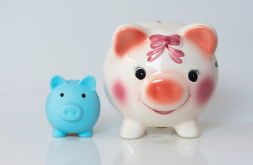 Piggy bank on white background.