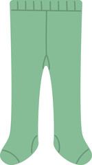 Green tights for children. Warm wool clothes for the winter for children. Clothes illustration isolated on white background. Flat minimalism style in trendy colors. Part of a large wardrobe set