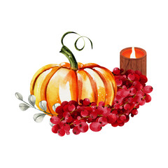 Autumn pumpkins watercolor illustration design