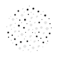 pattern in a circle web, black spiders on a white background