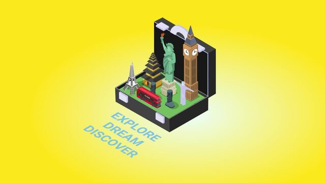 Suitcase showing famous world places