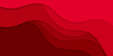 Background with red waves. Abstract wavy red paper background.