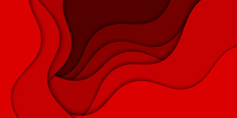 Background with red waves. Abstract wavy red paper background.