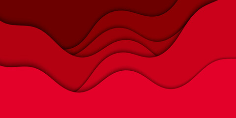 Background with red waves. Abstract wavy red paper background.