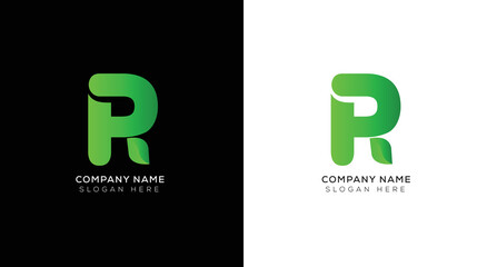 Modern minimal R logo design with black and white