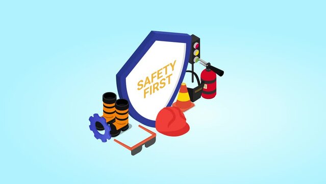 Equipments with safety first text