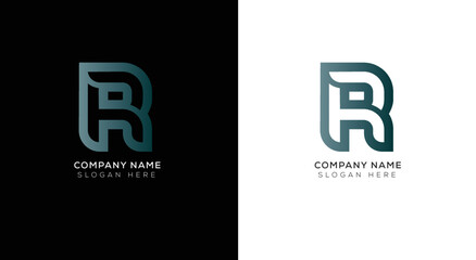 Modern minimal R logo design with black and white