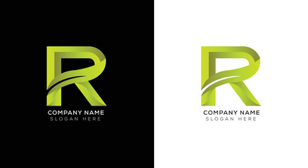 Modern minimal R logo design with black and white