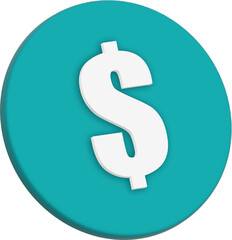 American dollar 3d style icon button. 