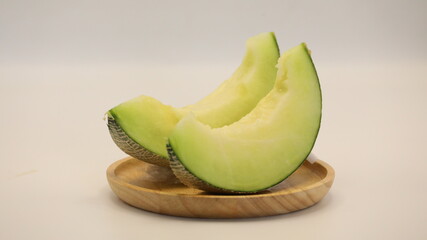 Melon, an appetizing fruit, peeled and ready to eat