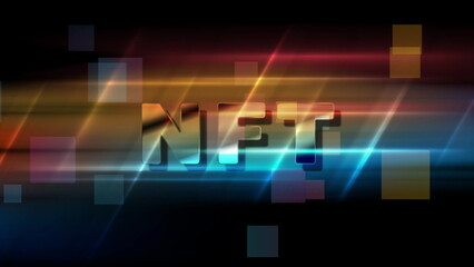 Obraz premium Colorful glowing non fungible token NFT hi-tech background
