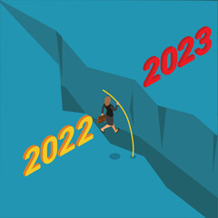 Year 2023 hope, new year, success opportunity isometric 3d vector illustration concept for banner, website, illustration, landing page, flyer, etc.