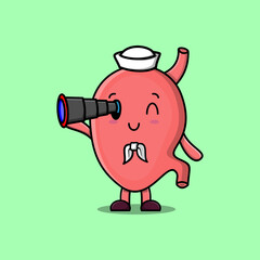 Cute cartoon Stomach sailor with hat and using binocular cute modern style design