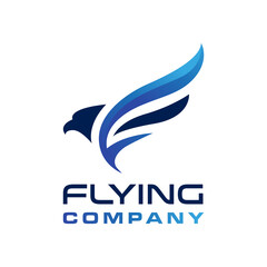 Abstract flying eagle logo design template