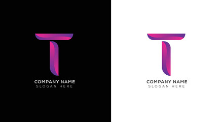Gradient abstract letter T logo design